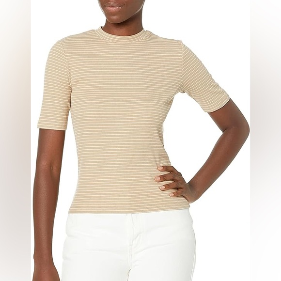 Vince Beige Striped Short Sleeve Tee - size Large - Picture 1 of 8